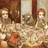 "Dinner Guest" -- Watercolor/Ink